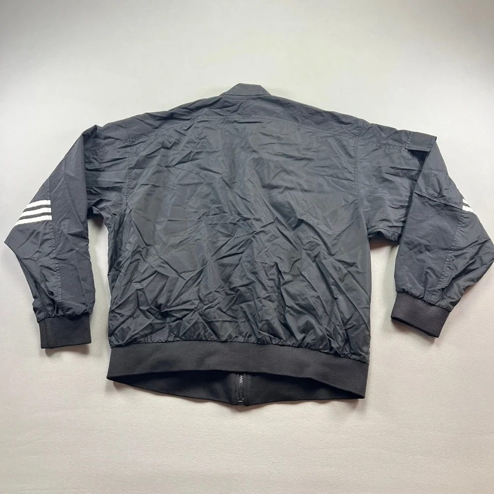 Adidas Windbreaker Jacket Mens XL Black Mock Neck Athleisure Running Full Zip